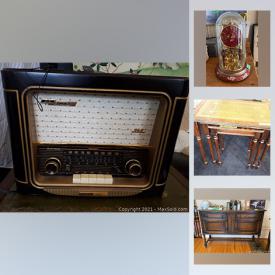 MaxSold Auction: This online auction features pressure sprayer, Tetley tea set, model sailing ship, unique tins, vintage bottles, metal art, vintage bed warmers, Asian themed wall decor, Simon Drew ink drawings, Historical U.K. playbills, anniversary clock, jewelry and much more!